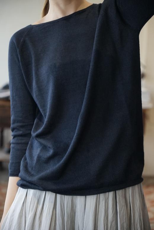 apuntob 丝麻混纺修身上衣T恤 商品图0