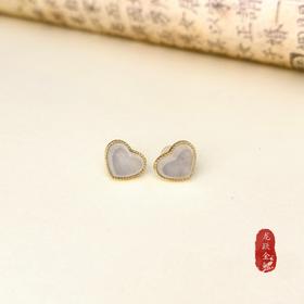 18k玉石耳钉,1.66克