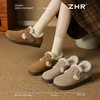 ZHR则则加绒真皮勃肯鞋女2024冬季新款毛毛鞋平底保暖加厚棉鞋女 商品缩略图1