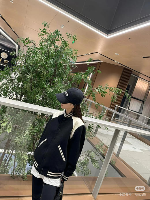 新品 Celine 2024SS 新款真小羊皮拼接羊毛棒球服 商品图8