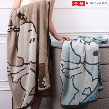 金号毛巾纯棉史努比卡通洗澡巾 柔软吸水A类运动大浴巾 棕色 180*78cm 商品图2