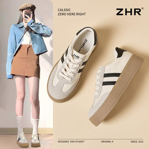 ZHR则则厚底增高德训鞋女2025春季新款柔软轻便休闲鞋百搭ins板鞋 商品图9