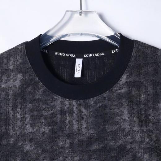 T2548春夏新款时尚个性美式扎染立体提花嘻哈圆领短袖T恤百搭宽松上衣 商品图2