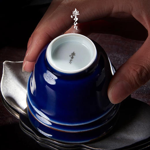 学古|青泉杯 霁蓝釉景德镇陶瓷功夫茶具茶器6只礼盒装 50ml 商品图3