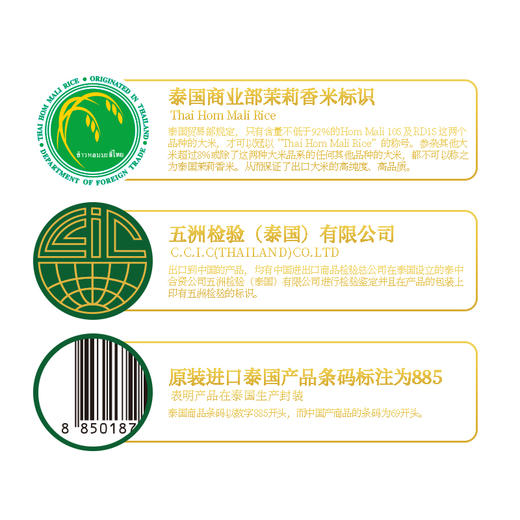 珍粒香泰国茉莉香米绿标款5kg 商品图4