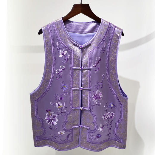 KDS-2614紫色新中式女士圆领小众气质衬衣复古提花超好看国风唐装上衣 商品图4