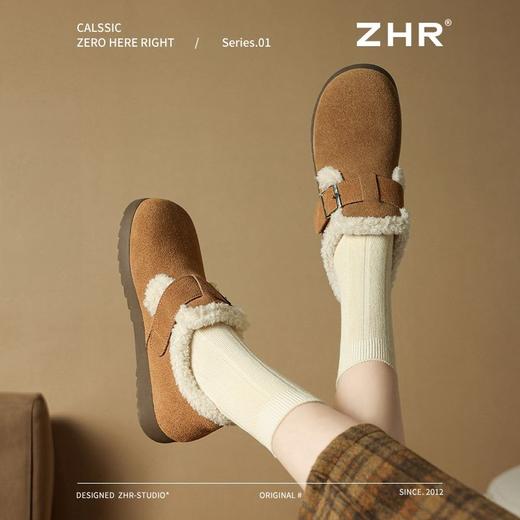 ZHR则则加绒真皮勃肯鞋女2024冬季新款毛毛鞋平底保暖加厚棉鞋女 商品图9