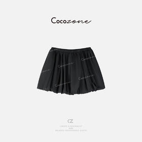 COCO ZONE 2025设计感花苞纯色显瘦褶皱短裙CD2A0122