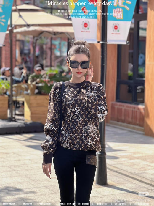 LOUIS VUITTON 老花涂鸦刺绣毛衣 商品图4