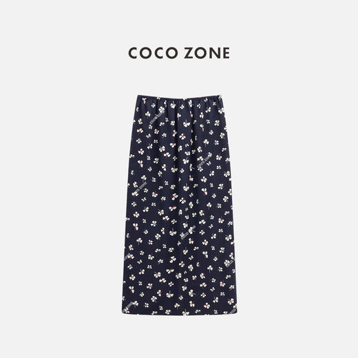 COCO ZONE 100桑蚕丝复古碎花松紧腰半身裙CC1C1746 商品图0