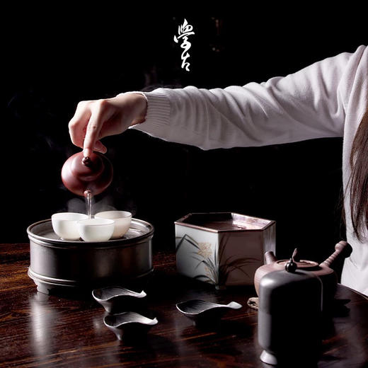 学古|潮壶承 中式手工复古纯锡储水式潮汕工夫茶盘干泡台茶海壶承 商品图1