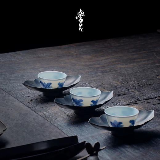 学古|青花百财杯 手工仿明代万历器型景德镇瓷茶杯 6只礼盒装40ml 商品图2