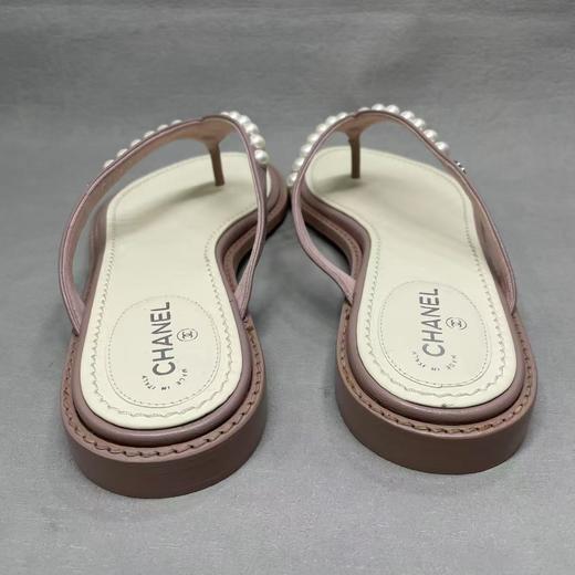 女款羊皮缀珍珠夹脚平底拖鞋025 商品图2