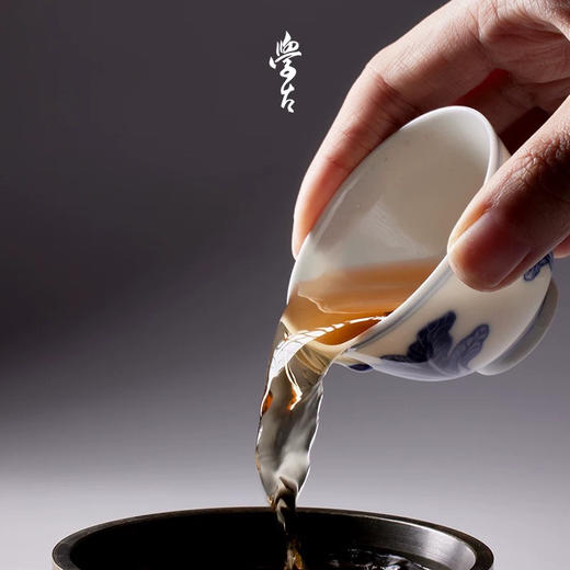 学古|青花百财杯 手工仿明代万历器型景德镇瓷茶杯 6只礼盒装40ml 商品图3