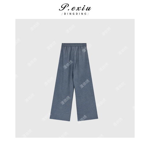 04-3潘依绣丁丁宠粉PanYiXiu/潘依绣【半岛序曲】慵懒松弛撞色格纹阔腿休闲裤 W-62473 商品图2