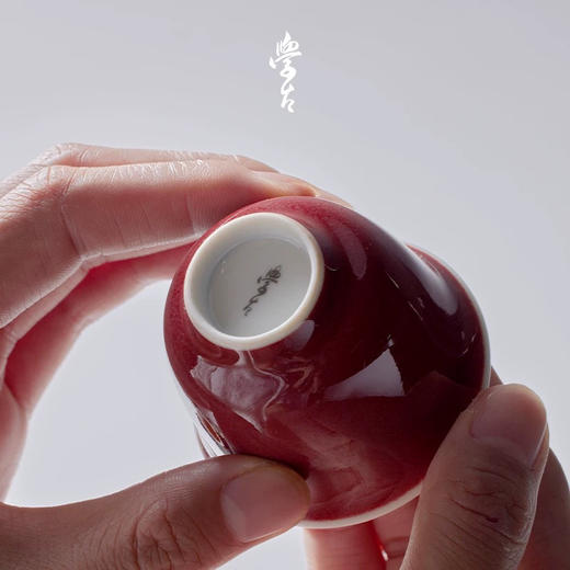 学古|石榴红泰斗小杯 手工薄胎明代景德镇霁红釉茶杯6只礼盒50ml 商品图2
