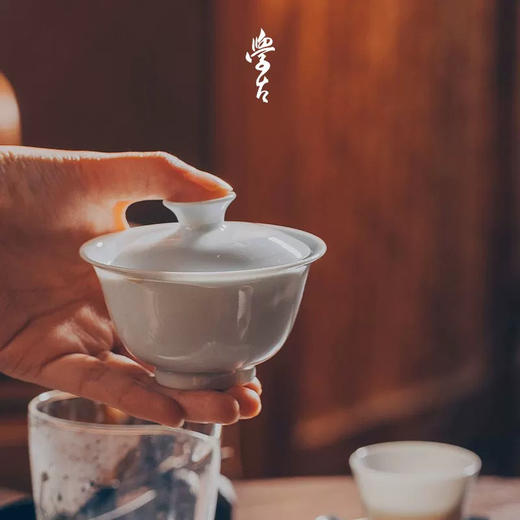 学古|全手工沁香盖碗青白釉 手工雅集品茗泡茶景德镇瓷盖碗 100ml 商品图1