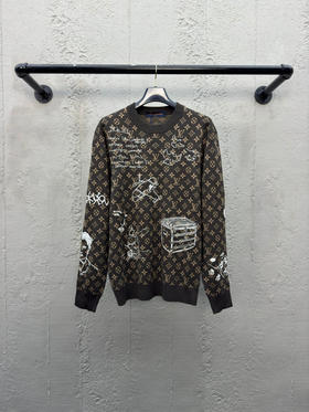 LOUIS VUITTON 老花涂鸦刺绣毛衣