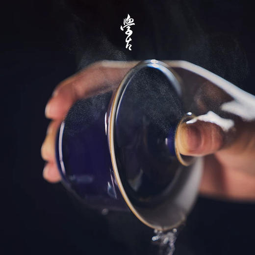 学古|霁蓝马蹄盖碗 景德镇霁蓝釉盖碗陶瓷功夫茶具茶器 135ml 商品图1