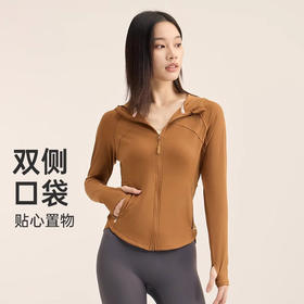 跃牌【瑜见伽人系列】秋冬防风立领连帽运动长袖骑行瑜伽服健身上衣YY7046