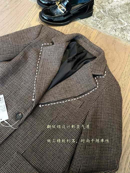 ce*同款人字纹羊毛呢西装外套 商品图11