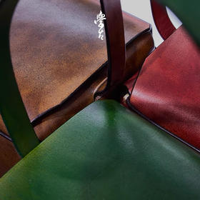 学古|小方茶箱 意大利牛皮手工擦色三色可选