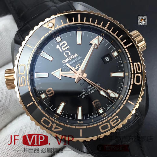 VS新品：深海-Deepsea King全黑陶瓷海洋宇宙600米，防划痕、不怕旧！天然橡胶包胶小牛皮表带，内层天然橡胶保证了佩戴的舒适耐用性，男士腕表，皮表带，自动机械机芯，透底。 商品图1