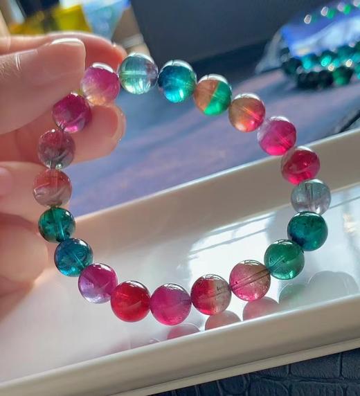 9mm-10mm单圈浓彩西瓜碧玺手串 商品图0