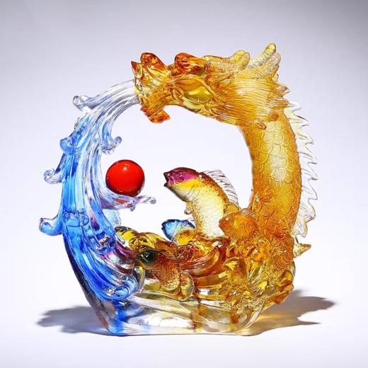 【样品特惠3折，仅1个】福缘琉璃-新中式家居客厅装饰摆件新婚结婚礼品 喜结良缘摆件/福缘琉璃鱼跃龙门摆件 商品图2