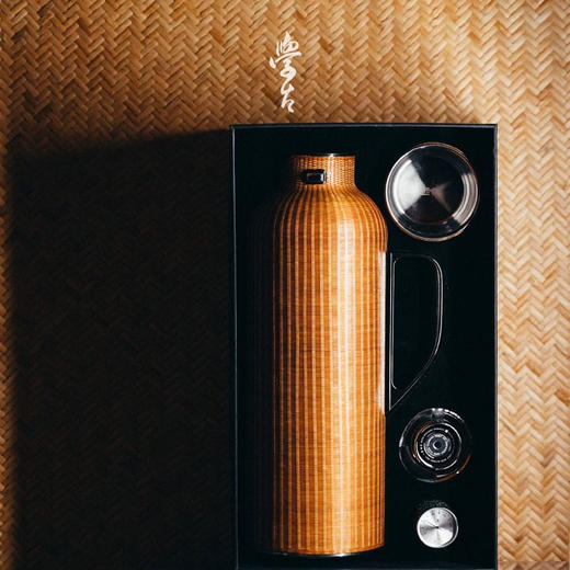 学古|一原传家壶竹雅 非遗扣丝竹编纯钛限量收藏保温壶真皮袋1.4L 商品图3