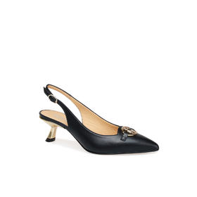 豪麟名鞋进口迪嘉女鞋半凉鞋羊皮革S25347黑色