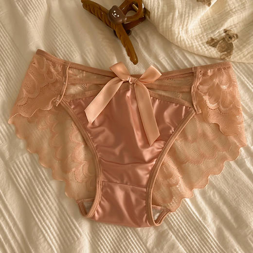 【5条更值❗️巨舒适的‘裸感’内裤】纯欲风性感镂空蕾丝，穿着0束缚，防夹臀身材包容度高，交叉绑带中腰纯棉女士三角裤QQ 商品图6
