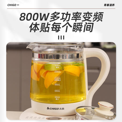 【鲜活透煮养生壶】家用多功能智能恒温养生壶，炖煮双全加厚玻璃，304食品用不锈钢发热盘，一锅多用电蒸锅小家电养生壶QQ 商品图1