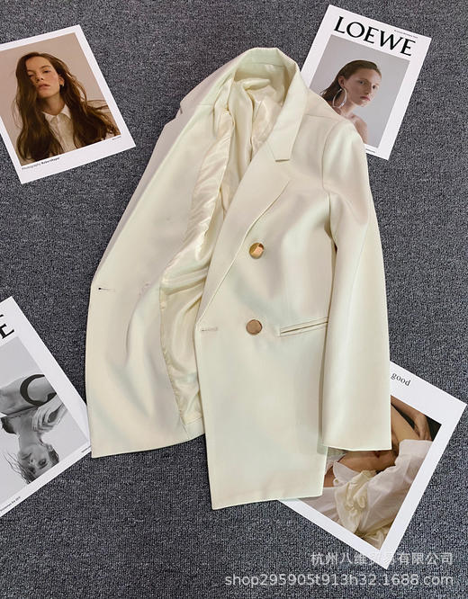 雀说 春秋季新款西装外套女金属扣英伦风休闲百搭乳白色减龄小个子西服潮5ZF-21705 商品图4