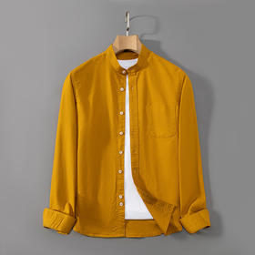 红览 春秋新款立领牛津纺全棉长袖衬衫男修身工装衬衣休闲寸衫5ZF-21702