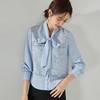 丁摩 高品质春季法式V领小香风长袖衬衫拼接假两件通勤雪纺飘带女上衣5ZF-15571 商品缩略图0