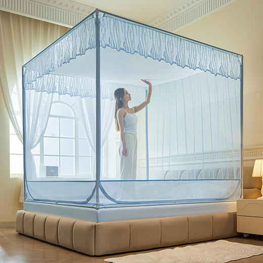 自然醒加密遮光防尘顶拉链蚊帐家用卧室儿童防摔掉床回底蒙古包2502HH 商品图5