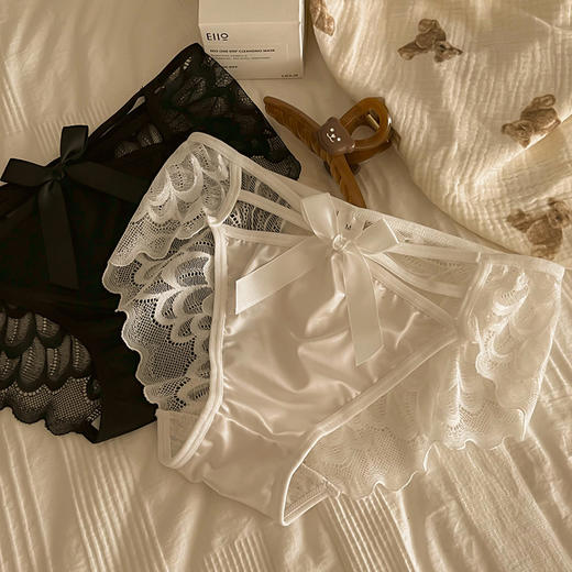 【5条更值❗️巨舒适的‘裸感’内裤】纯欲风性感镂空蕾丝，穿着0束缚，防夹臀身材包容度高，交叉绑带中腰纯棉女士三角裤QQ 商品图3