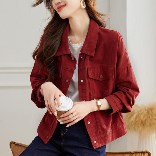 百媚生 纯棉外套女上衣时尚衬衫48161 商品图0