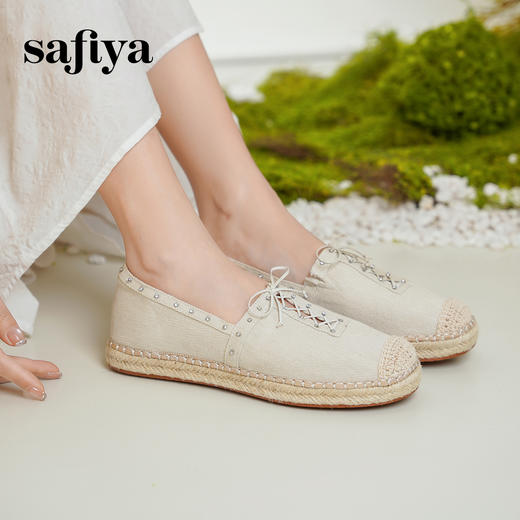 预售10天发|Safiya/索菲娅2025休闲编织平底百搭懒人一脚蹬渔夫鞋 SFD1112411 商品图6