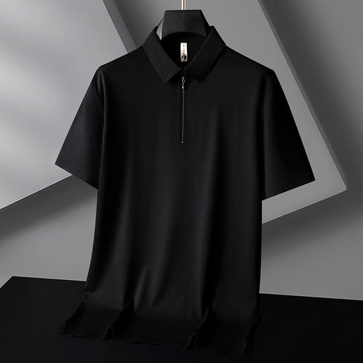 【拉链领】【DG】大依优型大码男装拉链领Polo衫体恤免烫抗皱短袖休闲冰丝半袖上衣夏季胖子 商品图5