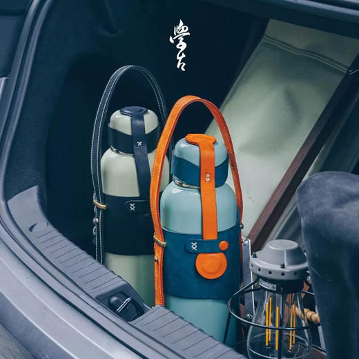 学古|提携 传家壶手工皮套  意大利头层牛皮便携手拎露营拼色纯色 商品图2