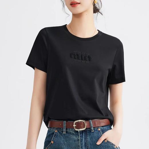 【自】全新升级【铂金会员100/天猫129/差价29】(04906) 洛诗琳弹力白t恤女罗纹短袖衣服绝美上衣内搭打底正肩半袖 商品图1