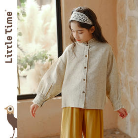 littletime女童衬衫2025春季新款棉衬衣宽松法式提花儿童长袖上衣