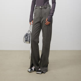 lost in echo2025春夏新款时尚裤腿拉链分割直筒休闲修身牛仔裤女