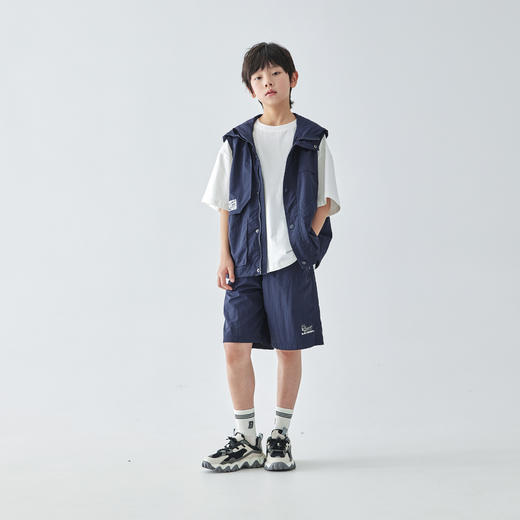 （合作款）蓝汽水25年春季男童大口袋连帽马甲/短裤可选 商品图3