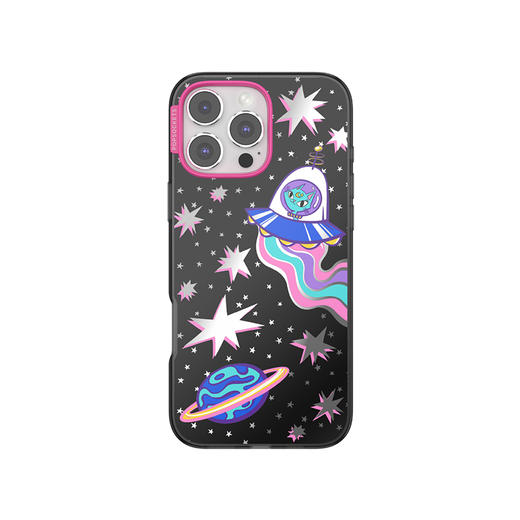 【太空梦游记】猫的飞行日志 POPCASE手机壳 MagSafe Popcase磁吸款 镜面壳 黑色 日月星 拼贴 iPhone 16/15/14 商品图1