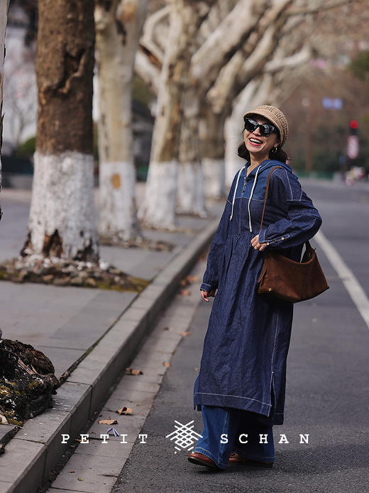PETIT SCHAN小闪 CLO#734 Gadabout 游荡者 棉麻牛仔连帽连衣裙 商品图0