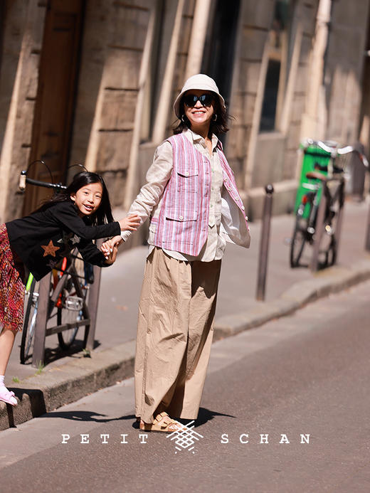 PETIT SCHAN小闪 CLO#735 Memoirs of Paris 巴黎回忆录 比利时进口色织亚麻拼接设计感马甲 商品图1