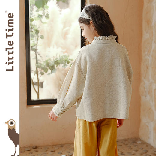 littletime女童衬衫2025春季新款棉衬衣宽松法式提花儿童长袖上衣 商品图3